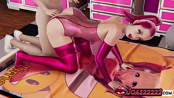 Rena with huge boobs in pink 3d hentai featuring anal doggystyle fuck close up desk side fuck and tied lifting pose ending with cum inside tight pussy a lot of sperm in honey select 2