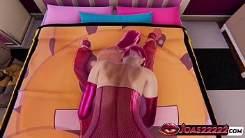 Rena with huge boobs in pink 3d hentai featuring anal doggystyle fuck close up desk side fuck and tied lifting pose ending with cum inside tight pussy a lot of sperm in honey select 2