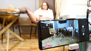 Tanya foxxx gets horny in between sets and rips pantyhose open and masturbates while i record