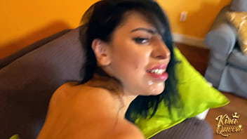 Kira surrenders to david’s thick dick in wild couch fuckfest