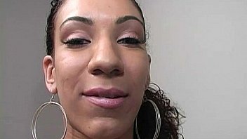 Ebony slut fucks a white gloryhole cock in her first interracial scene 30