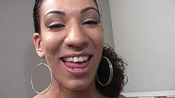 Ebony slut fucks a white gloryhole cock in her first interracial scene 30