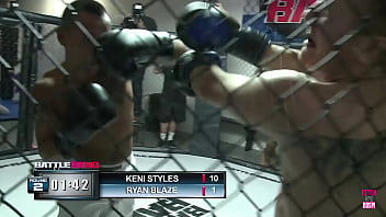 Lexi belle a blonde individual of asian descent was victorious in the cage match