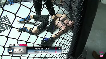 Lexi belle a blonde individual of asian descent was victorious in the cage match