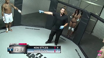 Lexi belle a blonde individual of asian descent was victorious in the cage match