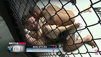 Lexi belle a blonde individual of asian descent was victorious in the cage match