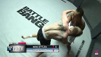 Lexi belle a blonde individual of asian descent was victorious in the cage match