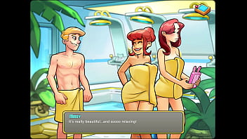 Let's play space code pink with mindy & sandy in the sauna