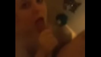 Dick hungry girl deep throating in motel shower