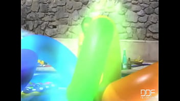 Venus fucks herself by the pool