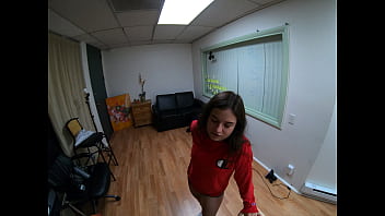 Sexy brunette teen gets ass pounded on camera