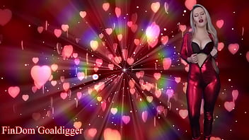 Hot blonde farting in red latex catsuit