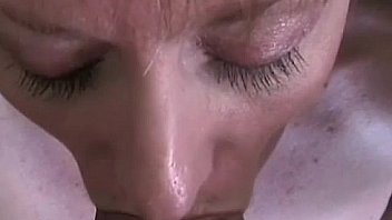 Blonde milf tied by her lover and blow his cock