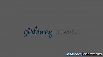 Squirting lesbian rides strapon cock