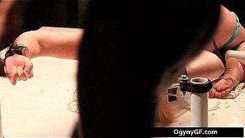 Aroused blond hottie adicted to bdsm