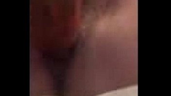 Wife using dildo and wank with hand