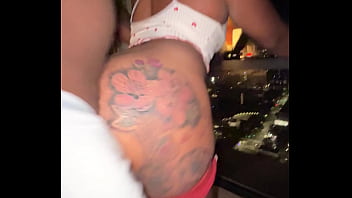 Stepbro bbc vs atl ebony with a big ass fuck up against the glass