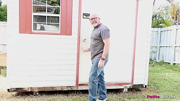 4'8 and 90lb teener fucked hard by old man