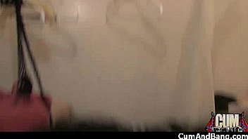 Nasty black girl grouped and facialed 11