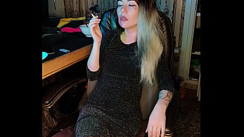 An adult lady sexually smokes