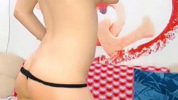 Cute teen strips and plays her cunt