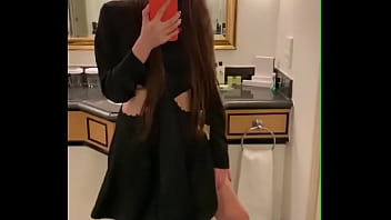 Sexy teen plays with herself in front of the mirror