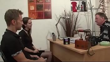 Tiny brunette slut deep throats and ass fuck