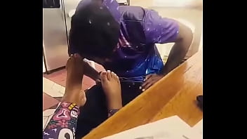 I love sucking toes especially when they painted white #toes #whitetoes #lickingtoes #footfetısh #ebonyfeet #suckingherto