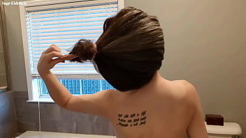 Sage eldritch wetting her curly hair #1