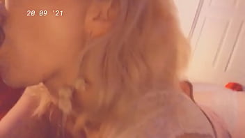 Blonde sexy woman licking dick