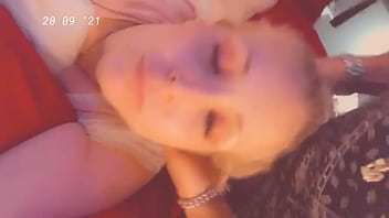 Blonde sexy woman licking dick