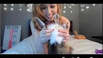 Teen girl putting a dildo in her ass