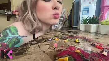 Giantess destroys tiny mouth focused vore