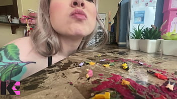 Giantess destroys tiny mouth focused vore