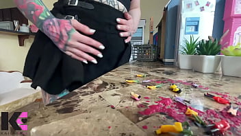 Giantess destroys tiny mouth focused vore