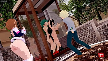 My hero academia hentai midoriya having sex with froppy while ochako see them & katsuki bakugou handjob seeing it