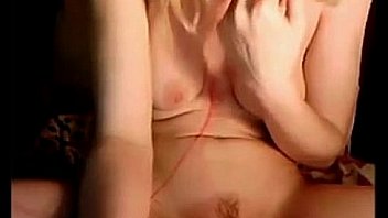 Blonde girl plays with her pussy