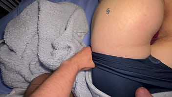 Roommate riding a big cock while watch a tv show