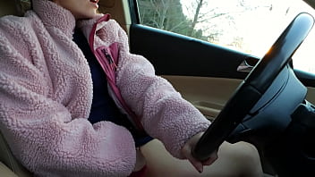 Sexy beauty masturbates while driving Sexy beauty masturbates while driving