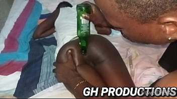 Club bottle in yaa yaa's pussy and ass