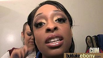 Ebony whore rides cocks and swallows sperm 10