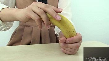 Hand crush fetish girl crush a banana by hand