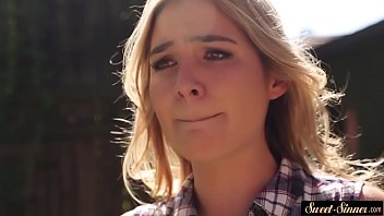 Cocksucking stepsister pounded outdoors