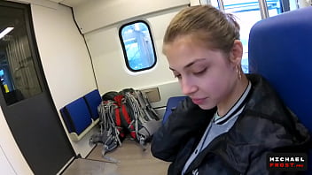 Blowjob on the train from a shy chan
