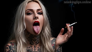 Smoking fetish ai movie red lipstick