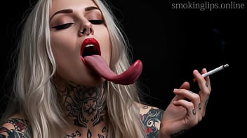 Smoking fetish ai movie red lipstick