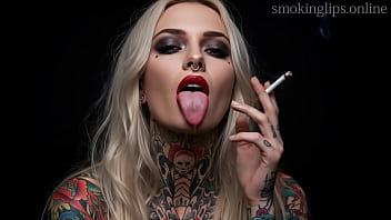 Smoking fetish ai movie red lipstick
