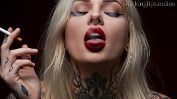 Smoking fetish ai movie red lipstick