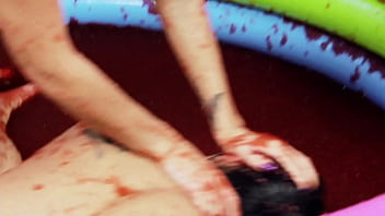 Romana ryder and tammie lee rub their naked bodies together in a jam bath