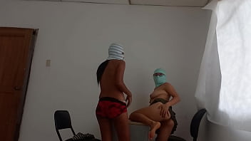 Tits out and exposed lesbian best friends play with their tits